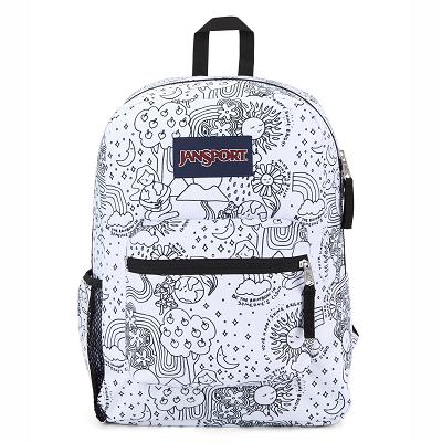 JanSport CROSS TOWN School Backpacks White / Black | AU_JS055