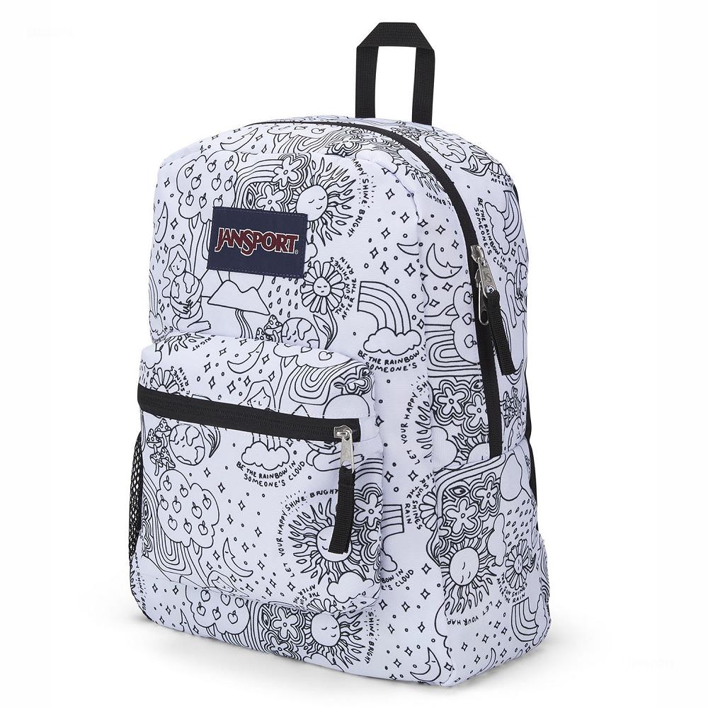 JanSport CROSS TOWN School Backpacks White / Black | AU_JS055