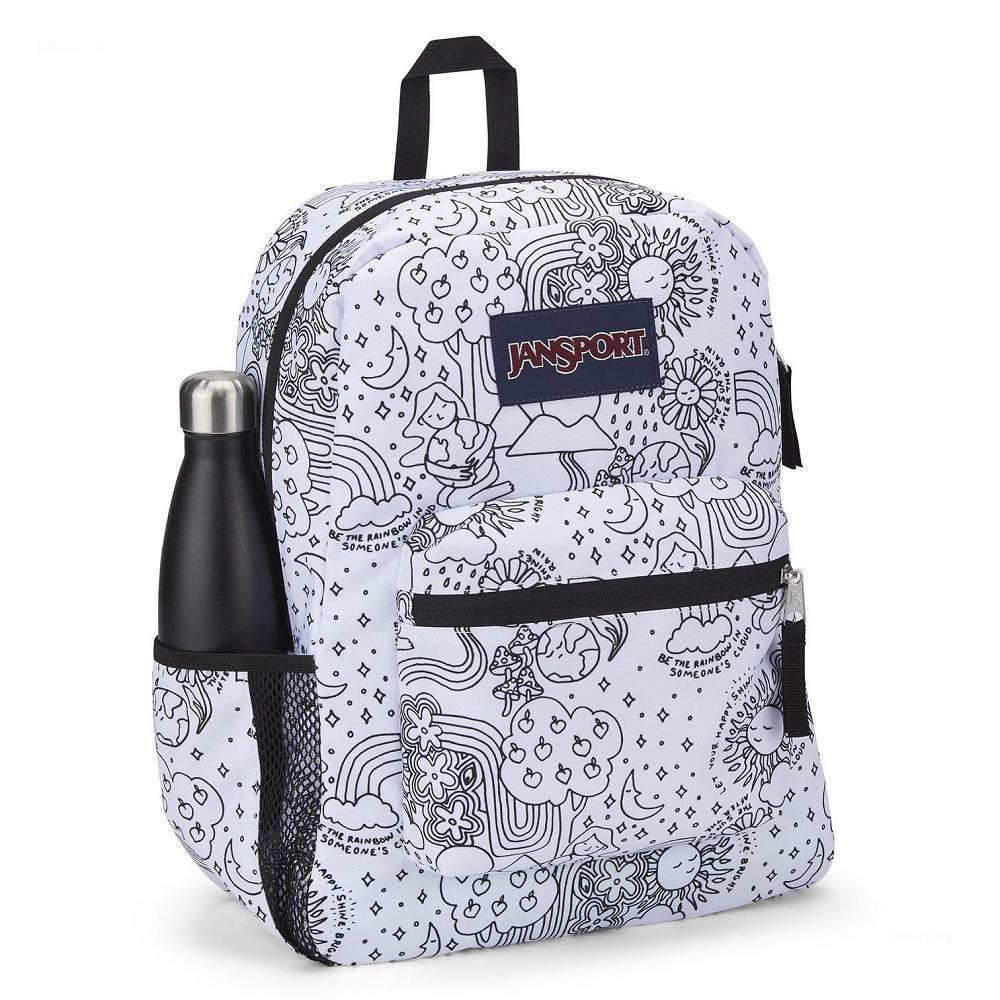 JanSport CROSS TOWN School Backpacks White / Black | AU_JS055