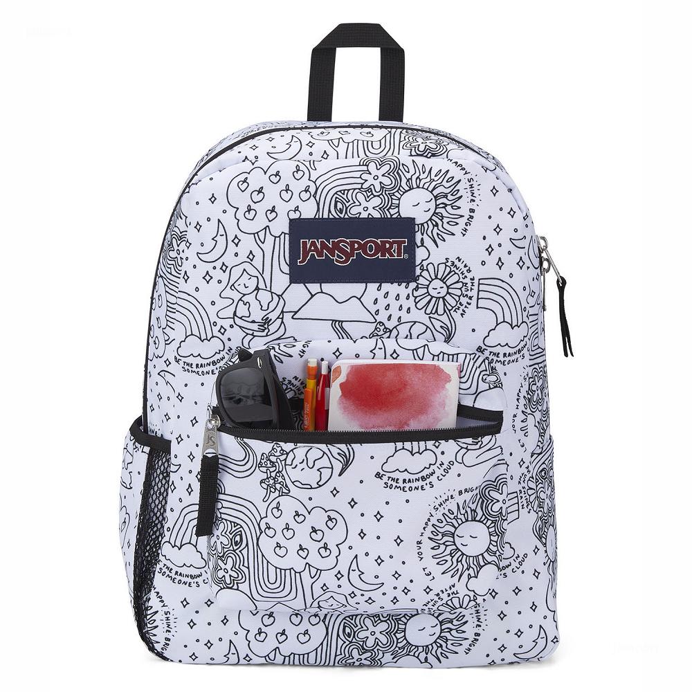 JanSport CROSS TOWN School Backpacks White / Black | AU_JS055