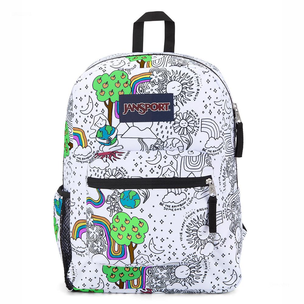 JanSport CROSS TOWN School Backpacks White / Black | AU_JS055